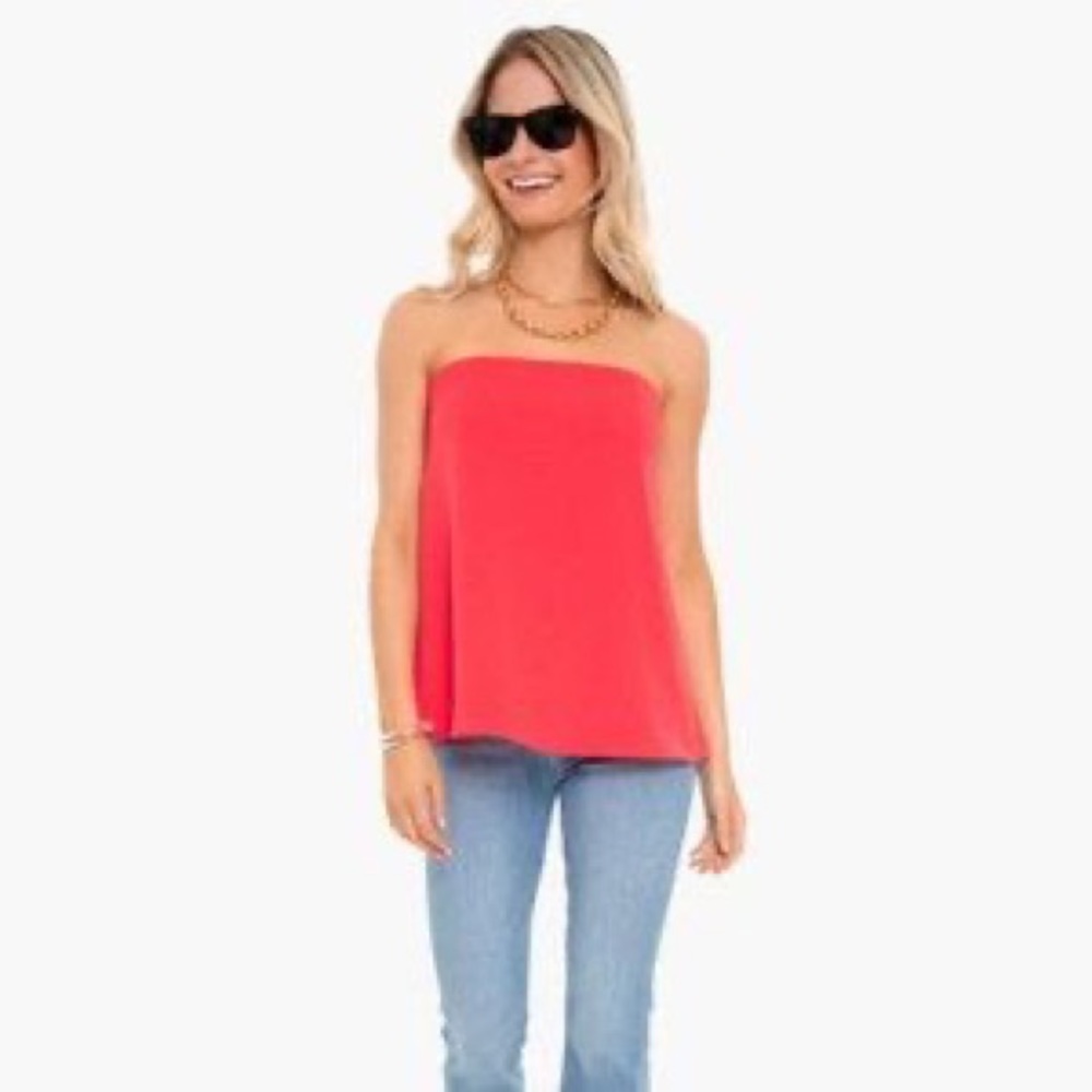 Tuckernuck Strapless poppy Crepe Marin Top